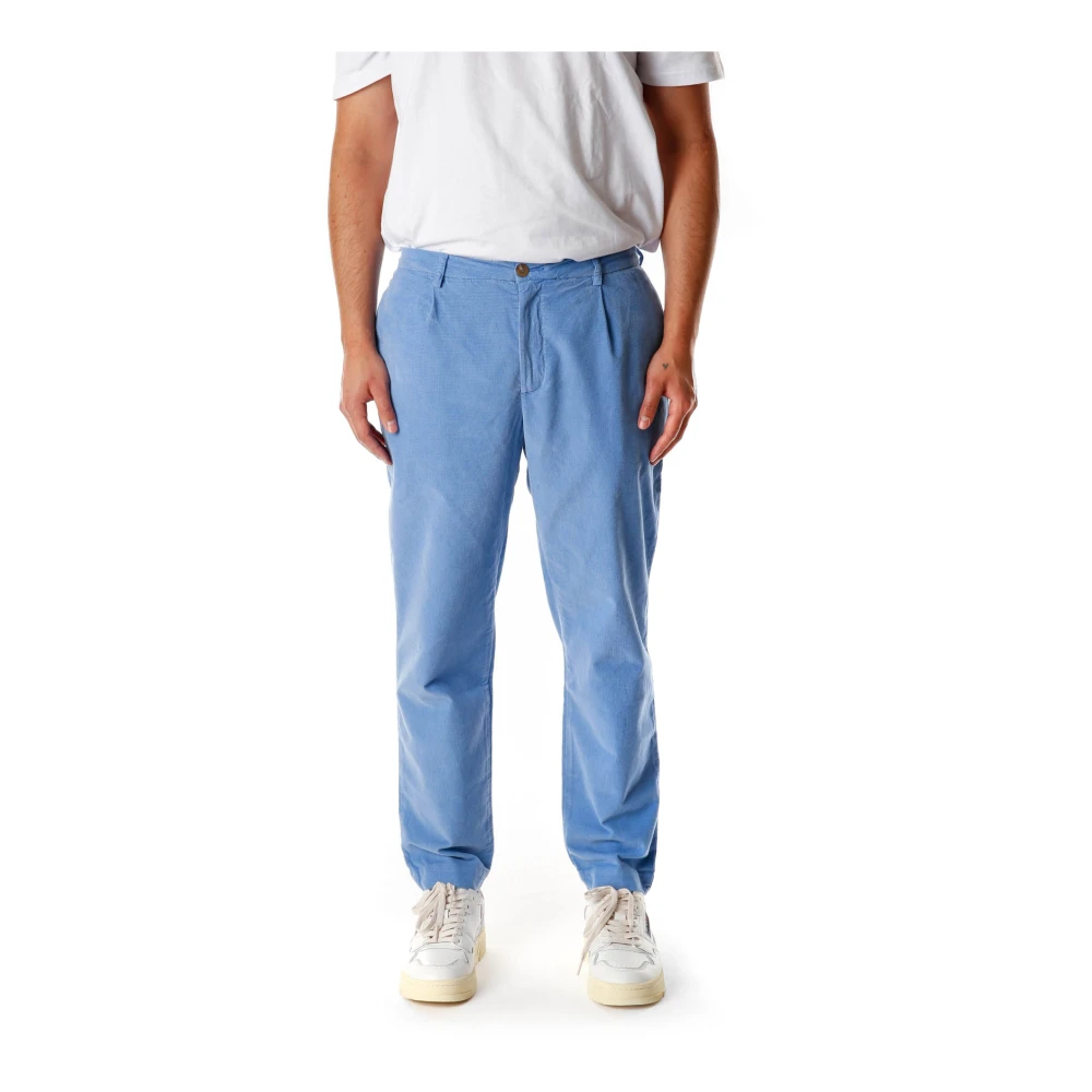 American Vintage Blue Chinos, Male, Xl, Corduroy Chinos Stylish Casual Trousers