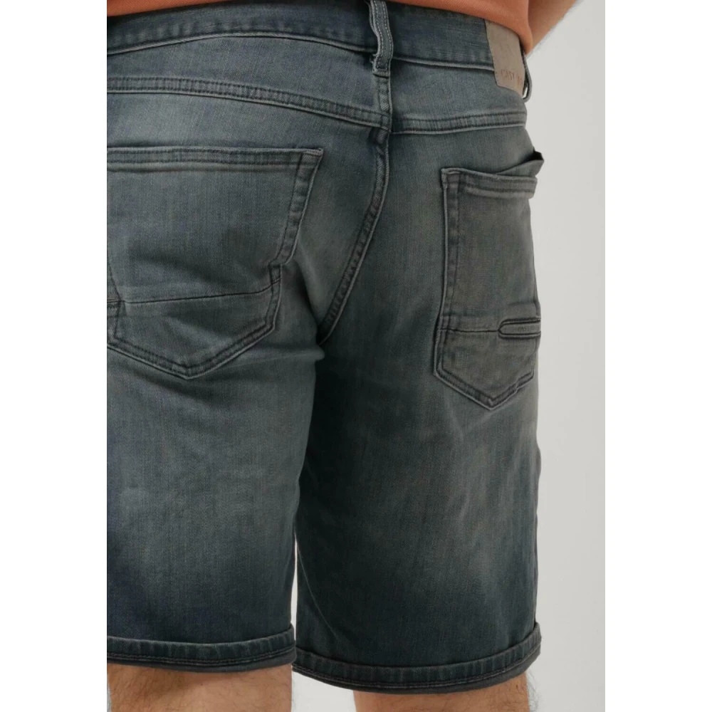 Cast Iron Denim Shorts True Blue Grey Blue Heren