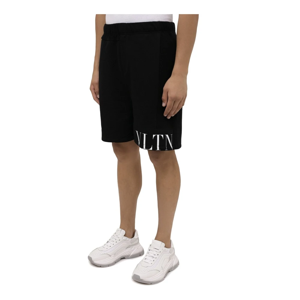 Valentino Modal Track Shorts met Contrast Logo Print Black Heren
