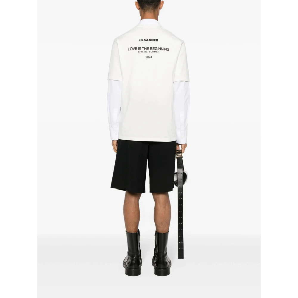 Jil Sander Logo Print Katoenen T-shirt White Heren