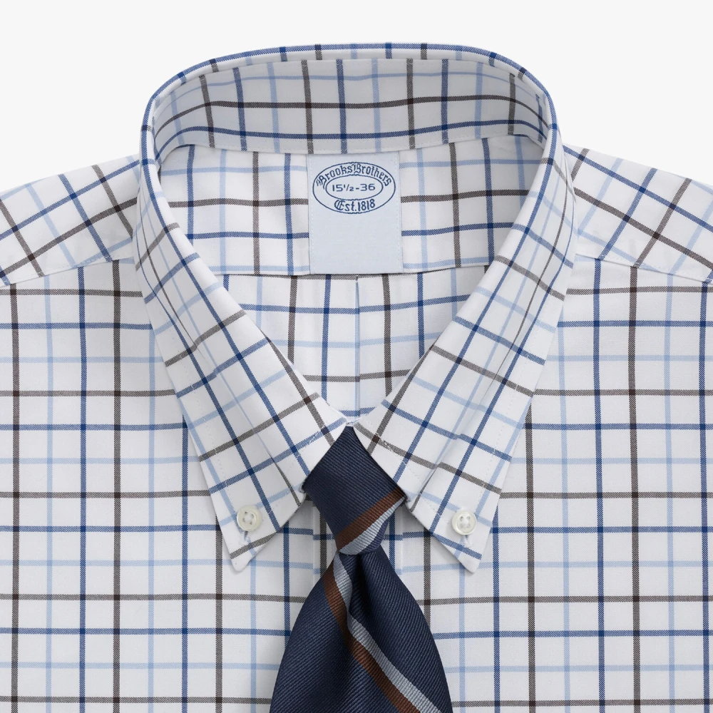 Brooks Brothers Regular Fit Stretch Katoenen Overhemd met Knoop-Down Kraag Blue Heren