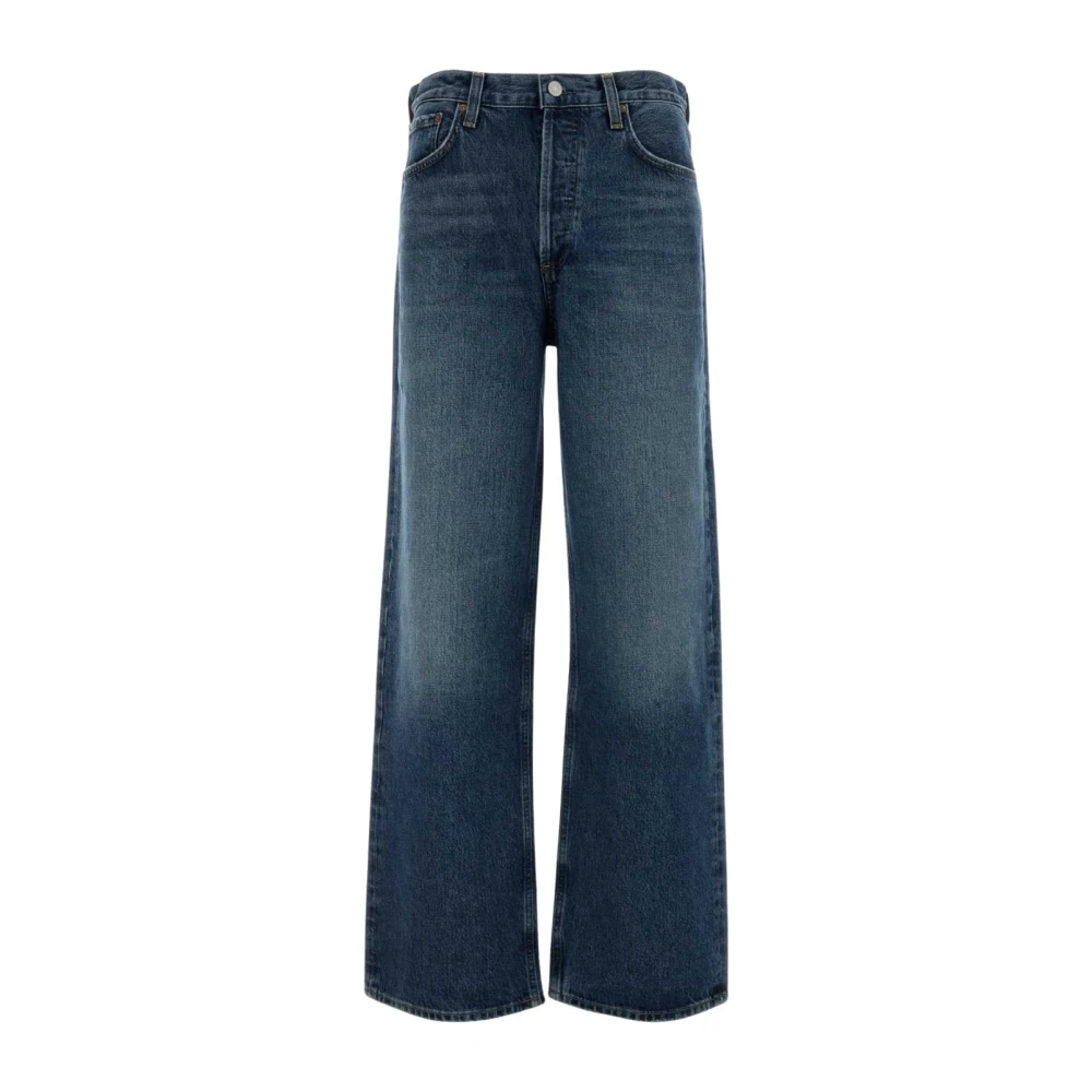 Agolde Women's Blue Wide Jeans, W24, Low-Slung Baggy Jean