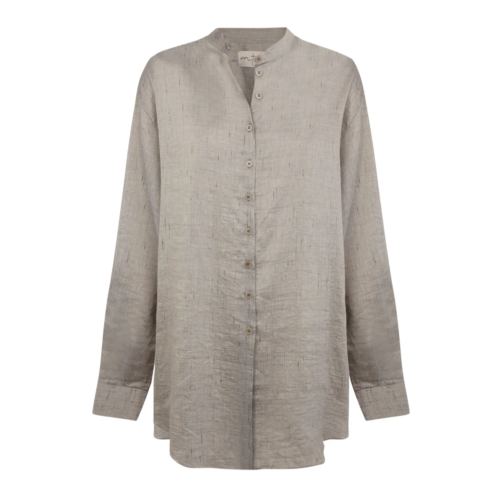 Cortana Gray Oversize Pinstripe Shirt - Female - Shirts - Xs - Blouses & Shirts