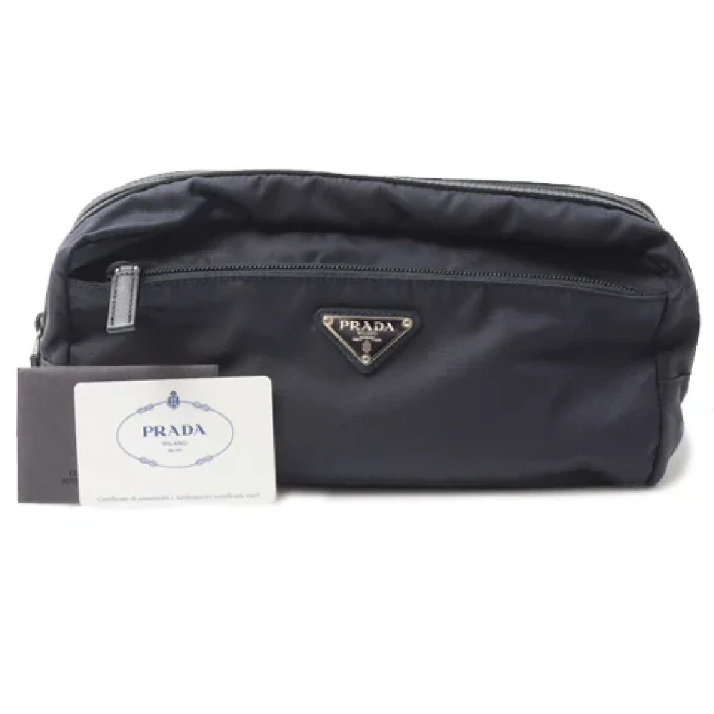 Prada Vintage Pre-owned Canvas clutches Blue Dames