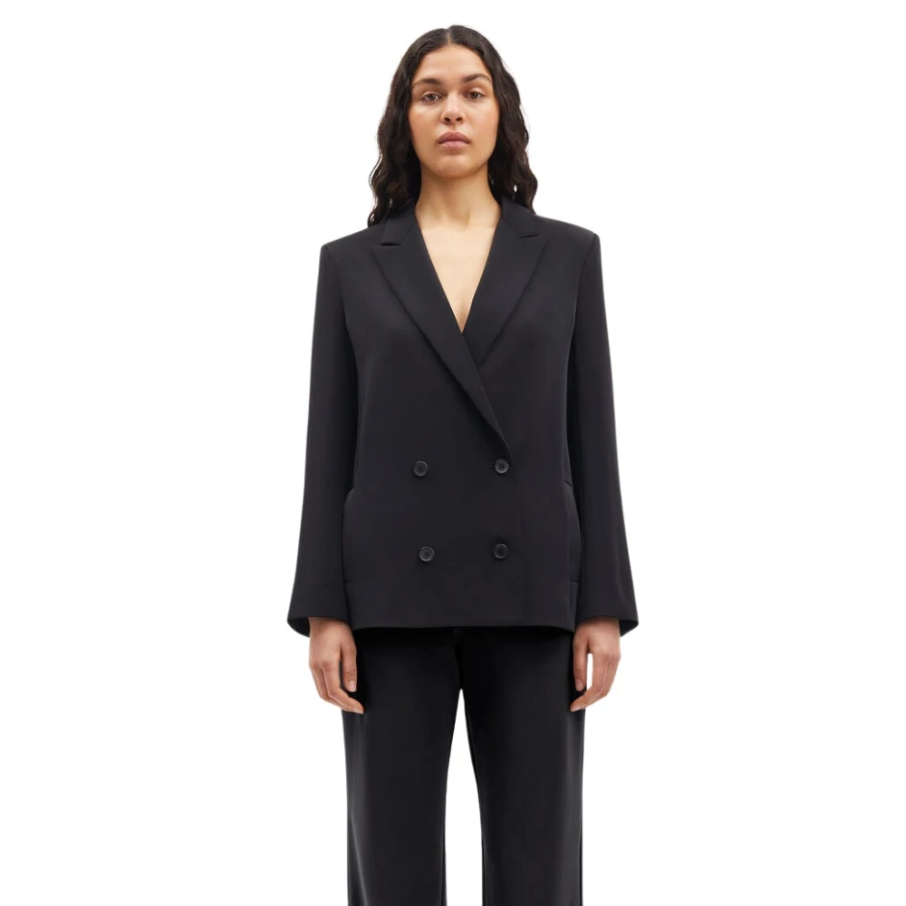 Samsøe Double Breasted Blazer met Reverskraag Black Dames