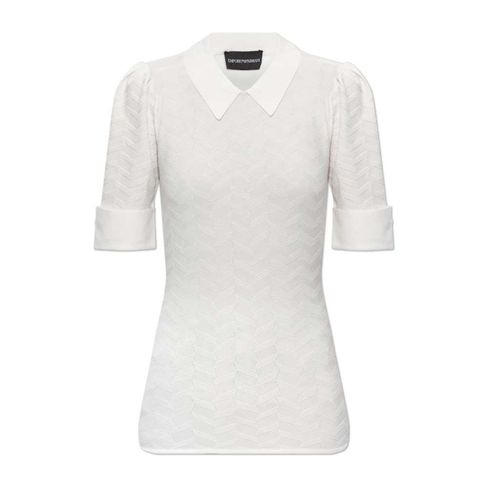 Emporio Armani Vrouw Wit Top Met Opgerolde Mouwen