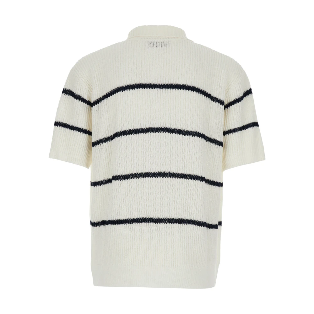 Dunst Gestreept gebreid poloshirt in het wit White Heren