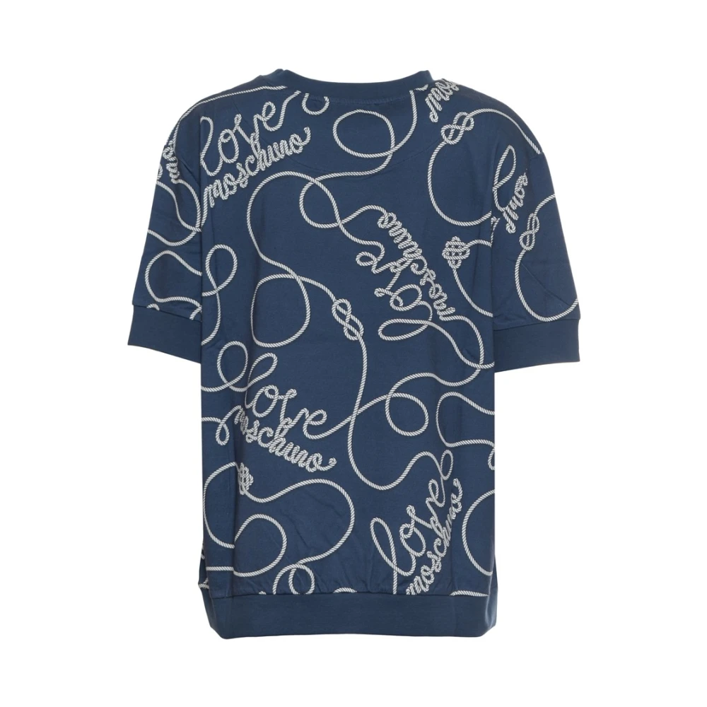 Moschino Comfortabele katoenen T-shirt met ronde hals Blue Dames