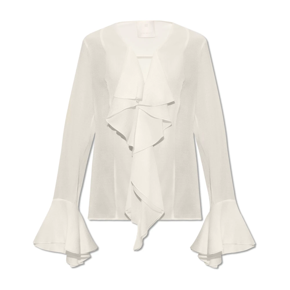 Givenchy Women's White Blouse In 4G Silk With Ruffles