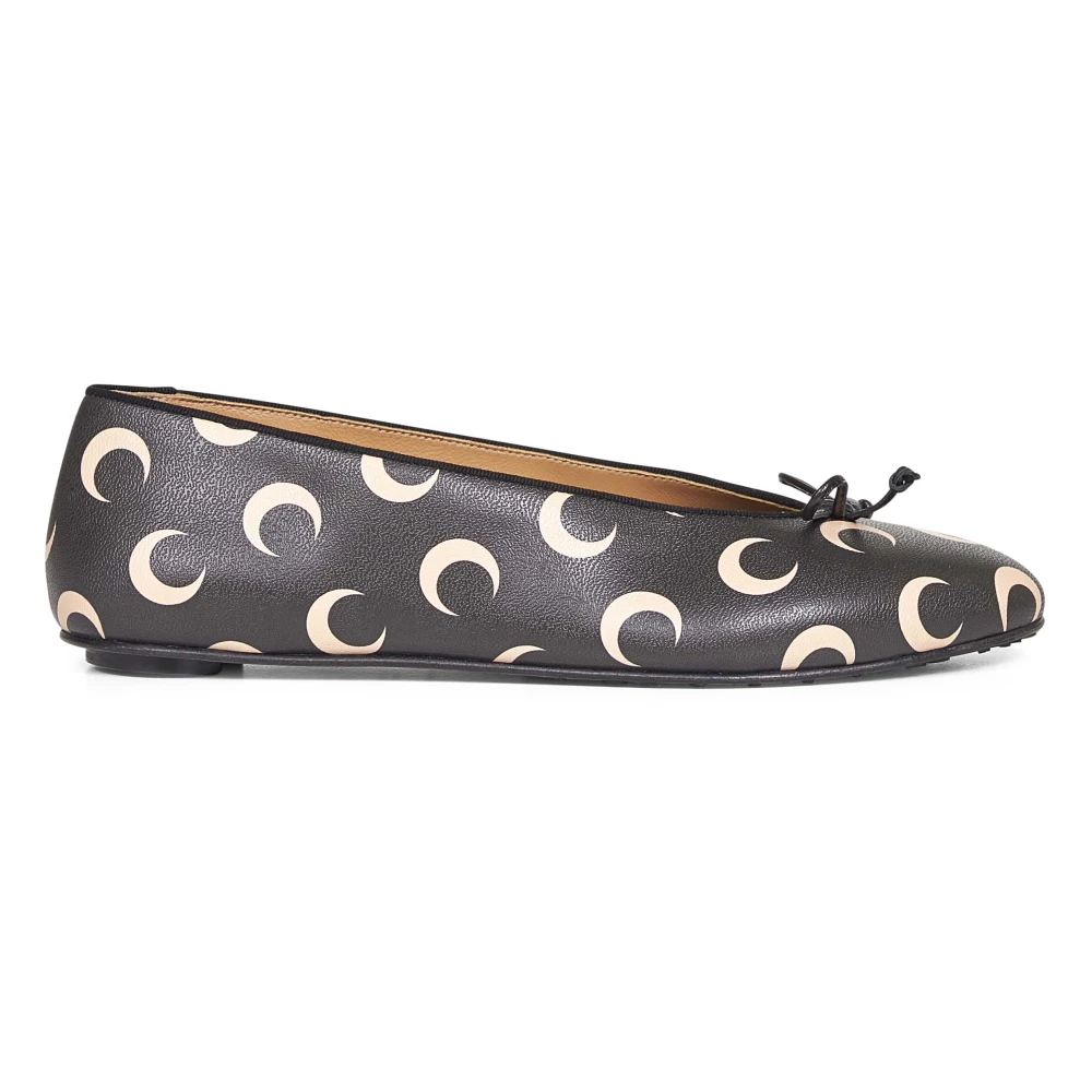 Marine Serre Black Ballerina Shoes, Female, 4 Uk, Luna Bow Ballerina