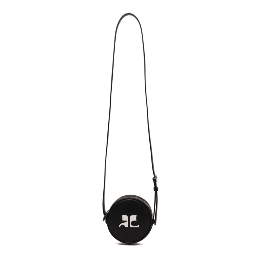 Courrèges Women's Black Cross Body Bags, One Size, Leather Circle Bag With Ac Logo