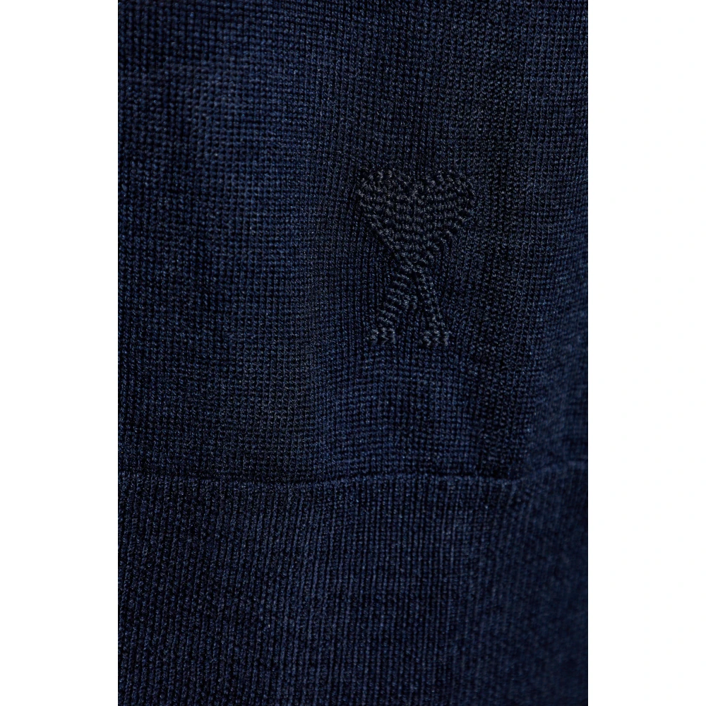 Ami Paris Wollige Polotrui Blue Heren