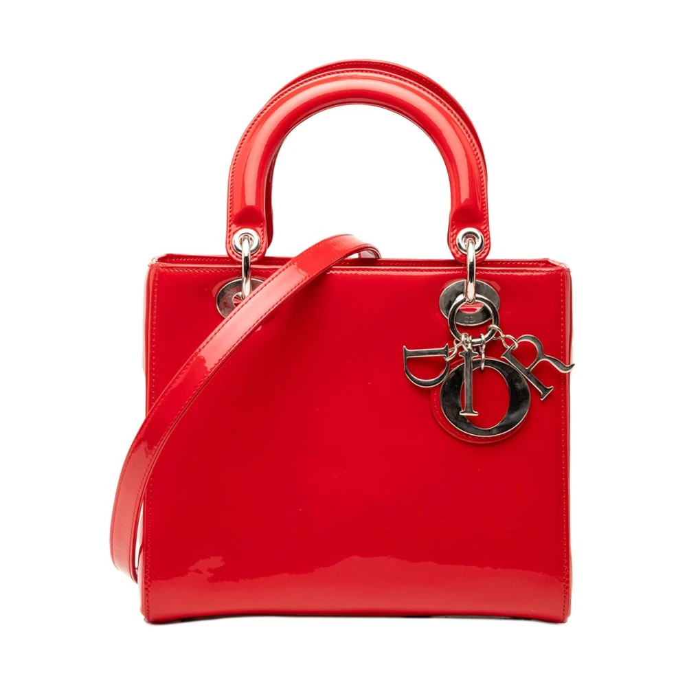 Dior Vintage Women's Red Pre-Owned Structu Leather Top Handle Bag