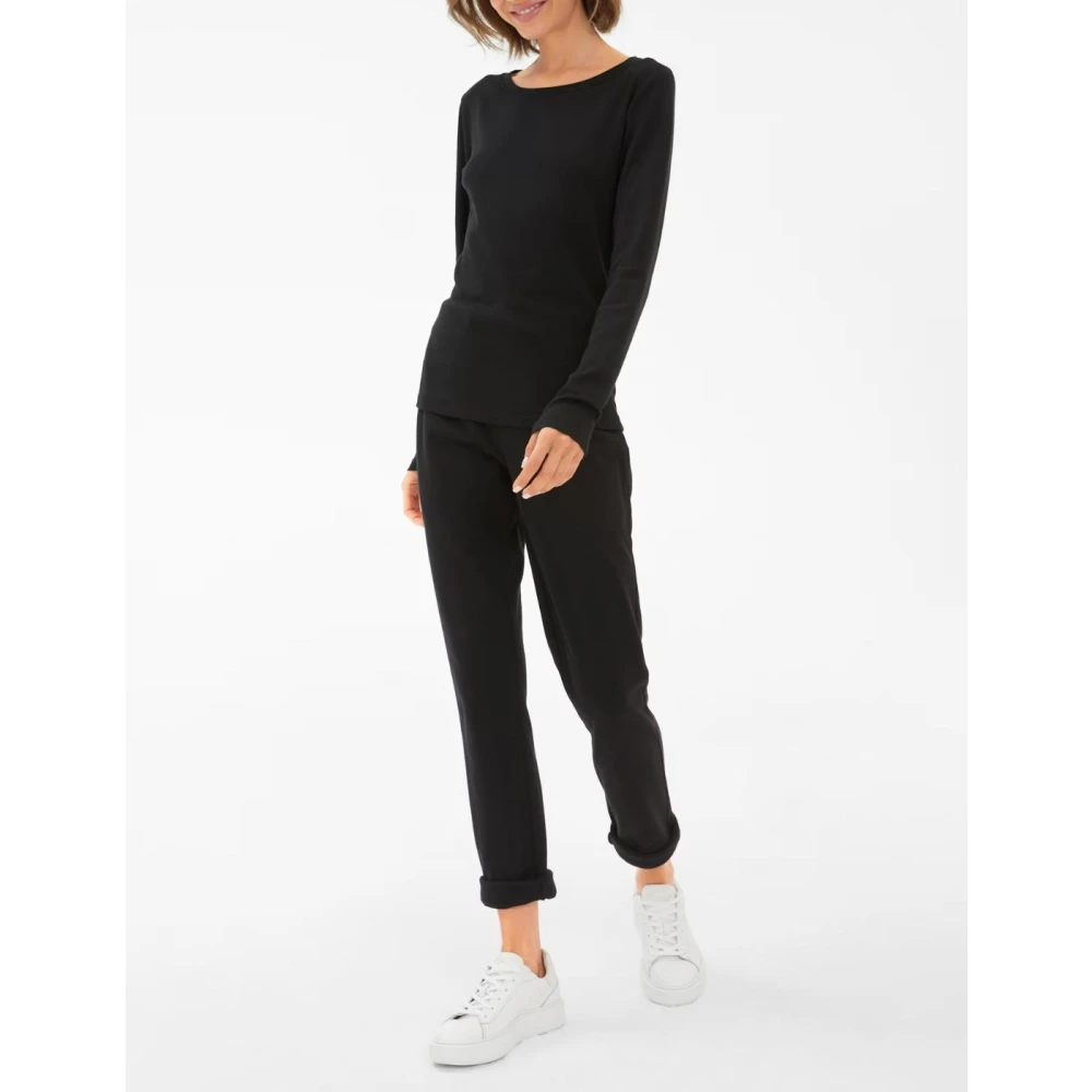 Juvia Lange Mouw Modal Katoen T-shirt Zwart Black Dames