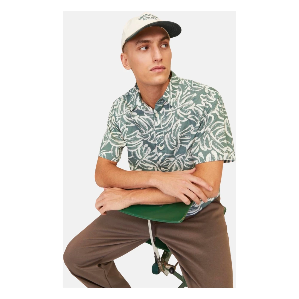 jack & jones Bloemen korte mouw overhemd Lafayette Blue Heren