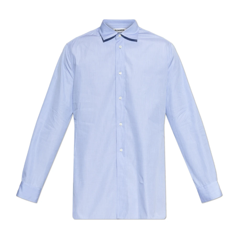 Jil Sander Mannelijk Blauw Overhemden Heren, L, Katoen, Losvallend Overhemd