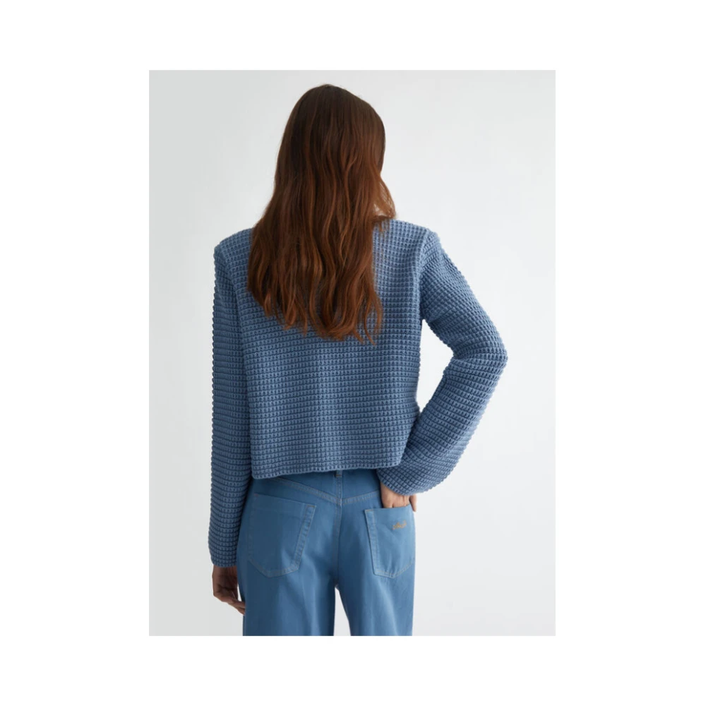 Liu Jo Gebreide Cardigan in Array Stijl Blue Dames