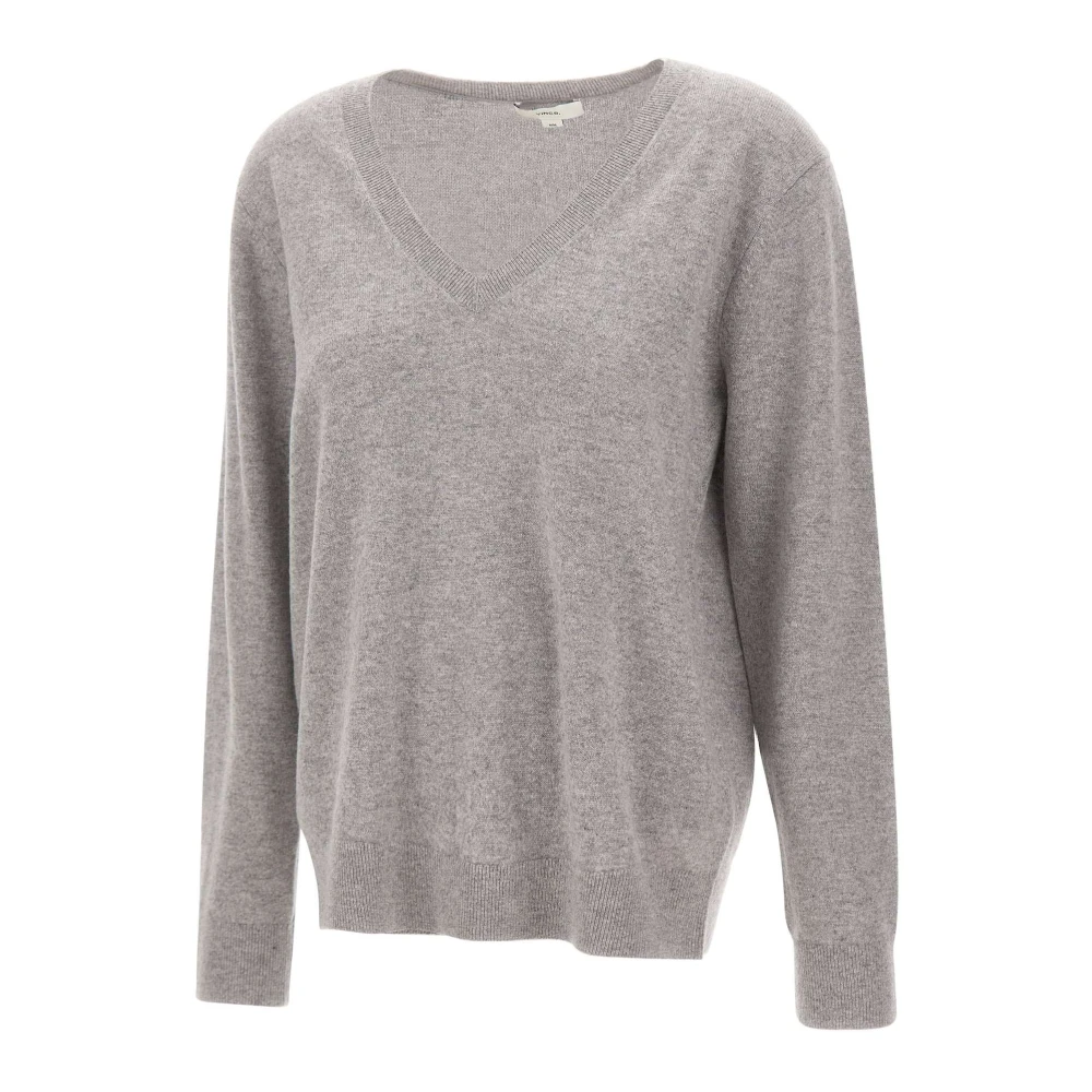 Vince Gray Cashmere Knitwear, Female, M, Cashmere Weekend V-Neck Jumper