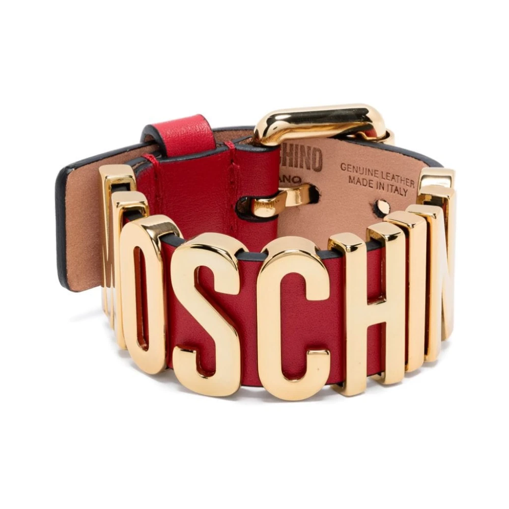 Moschino Rood Leren Gesp Armband Red Dames