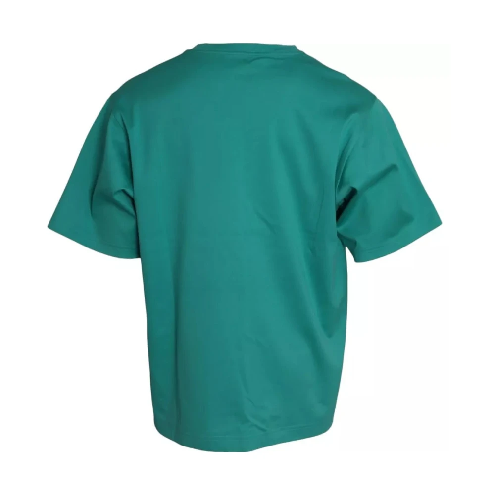 Dolce & Gabbana Groen Logo Patch Katoenen T-Shirt Green Heren