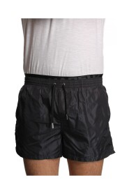 Zwarte Nylon Zwemkleding met Metalen Logo Inzetstukken