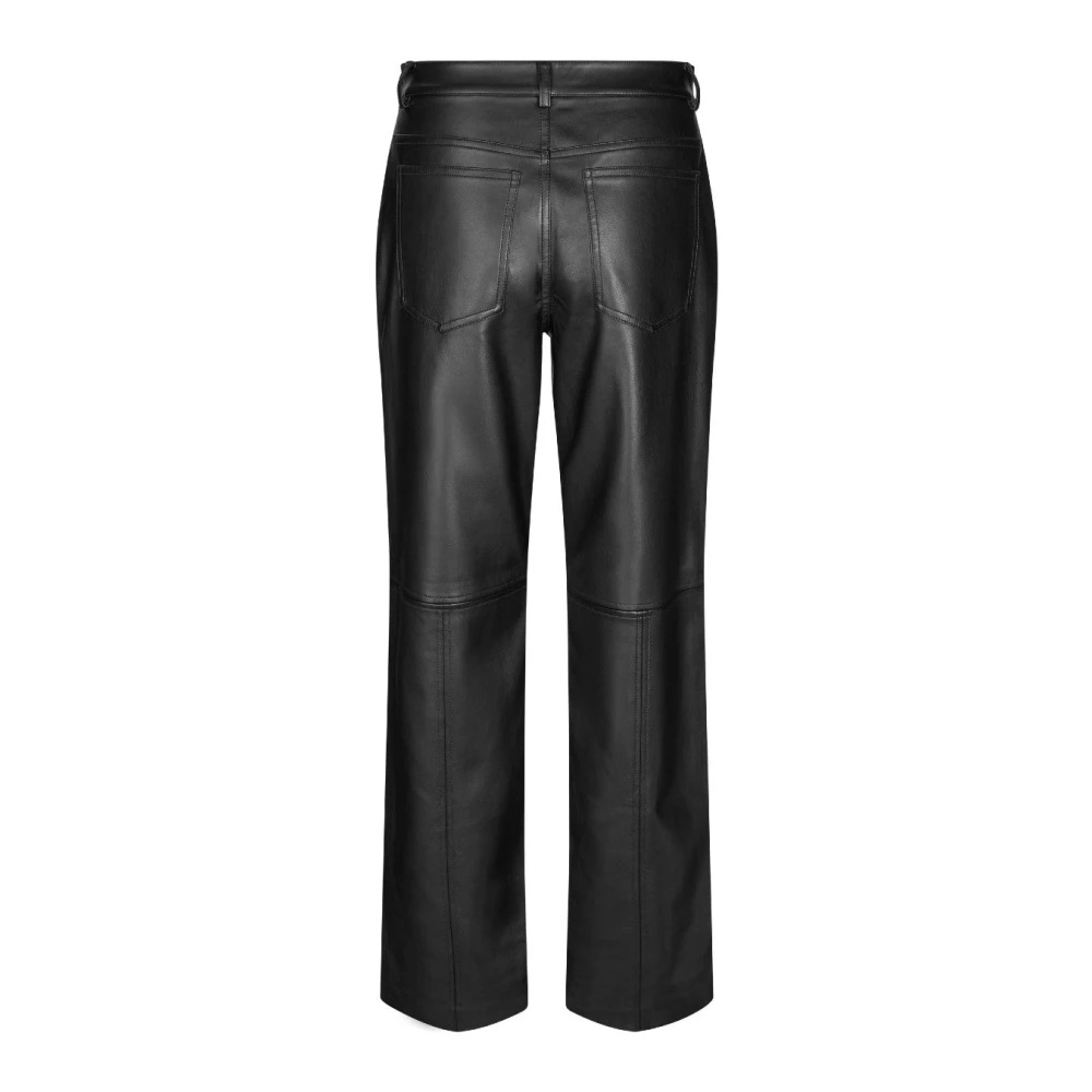 MbyM Zwarte vegan leren wijde pijp broek met splitjes Mayanna Black Dames