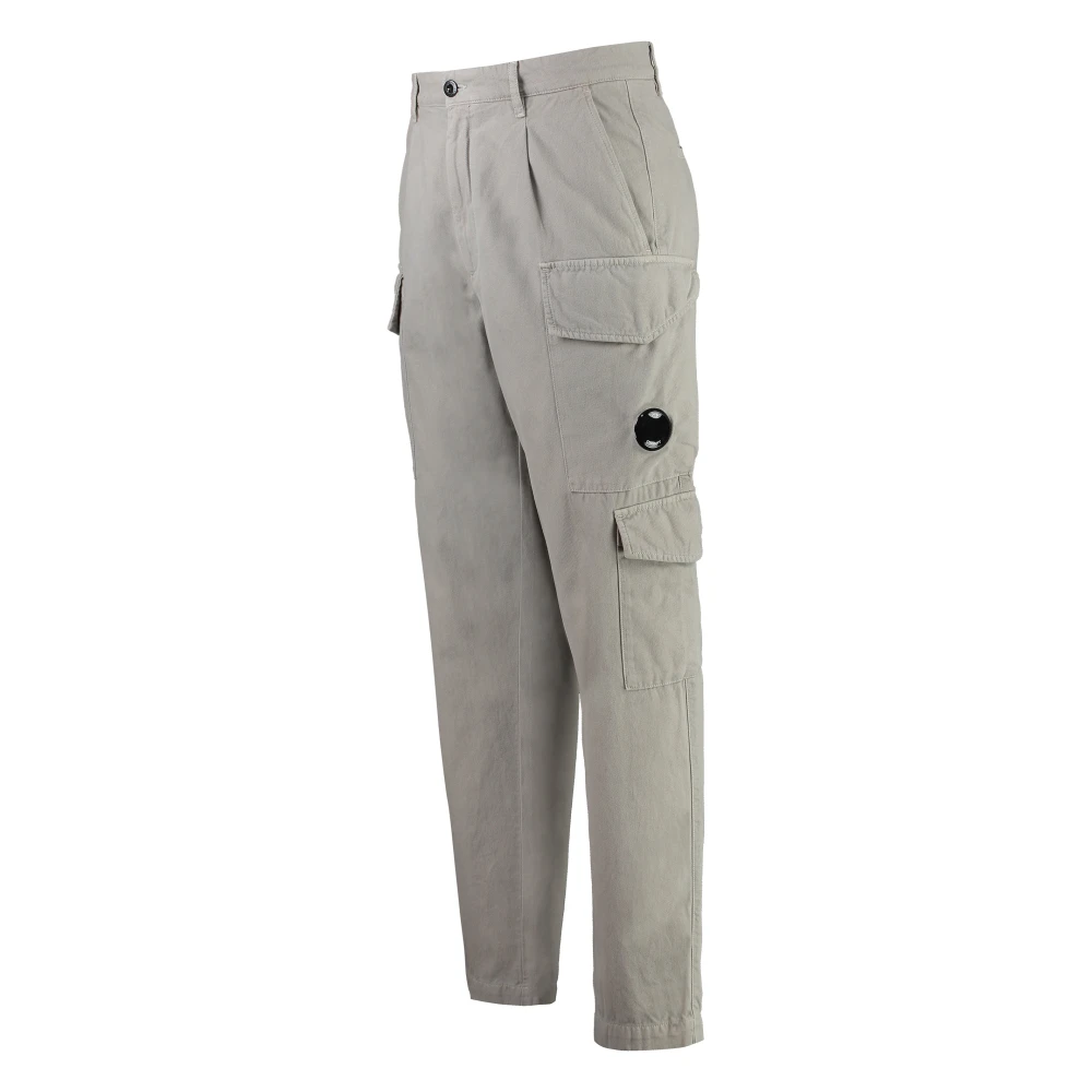 C.P. Company Cargo Katoenen Broek Lens Detail Gray Heren