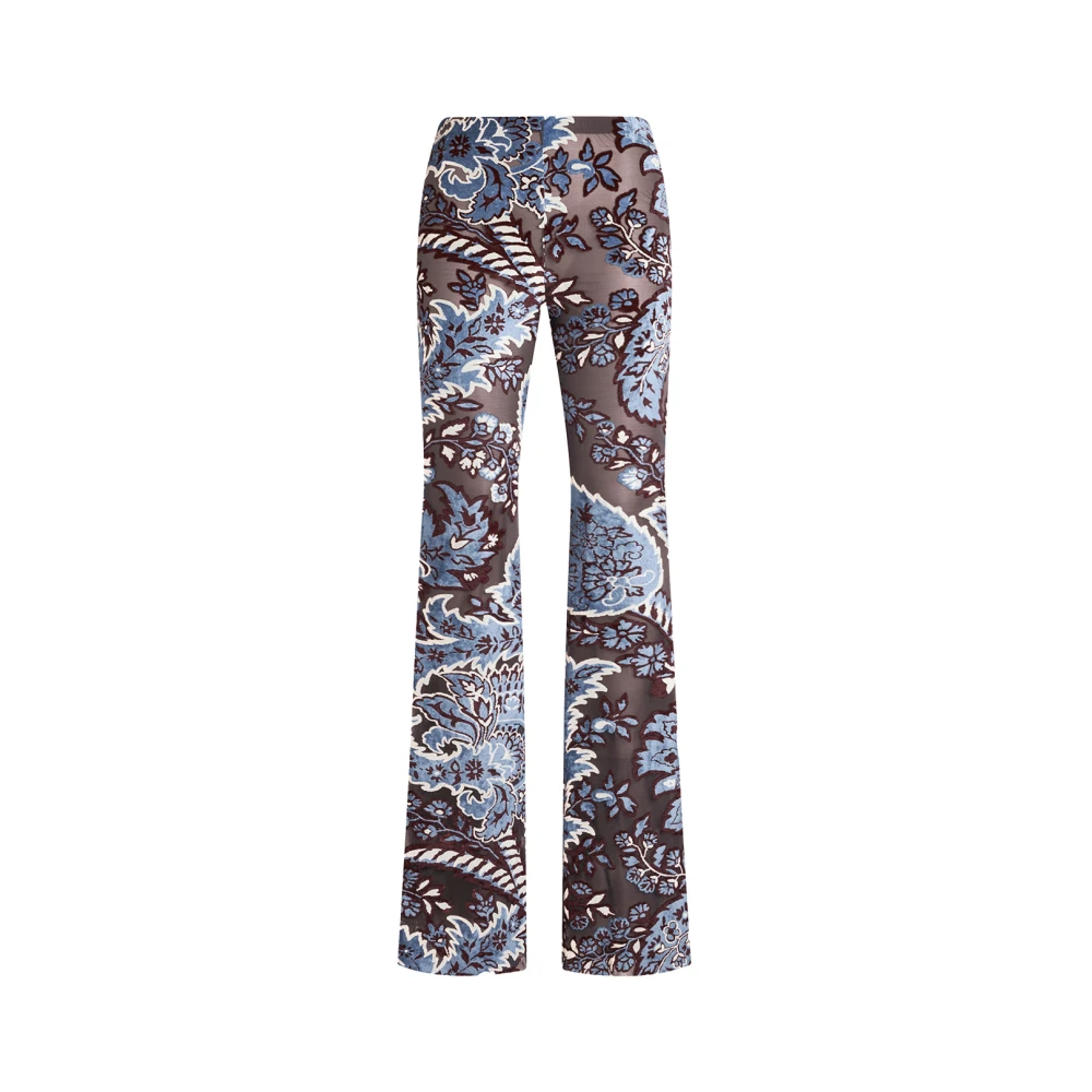 ETRO Blauwe Bloemen Paisley Fluweel Broek Multicolor Dames