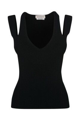 black-double-strap-fitted-top