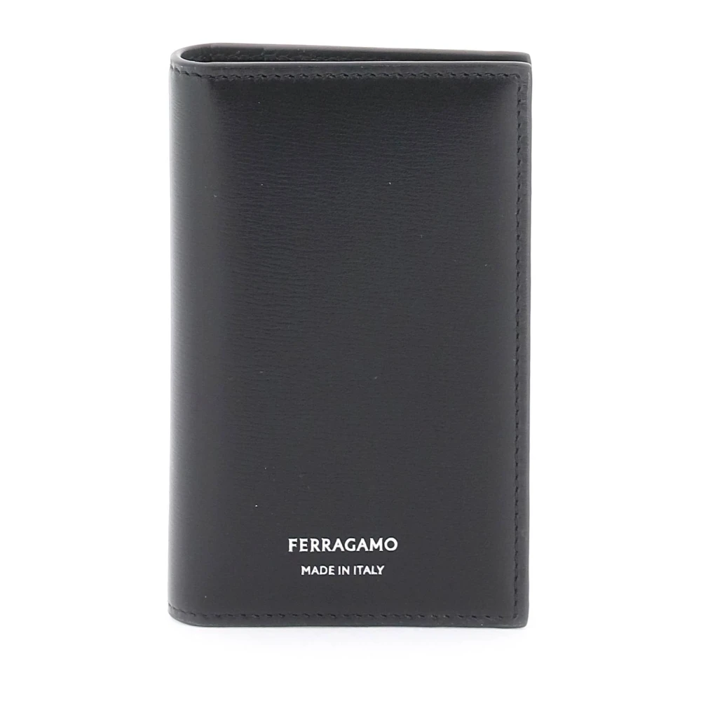 Salvatore Ferragamo Bi-Fold Pasjeshouder van Glad Kalfsleer Black Heren