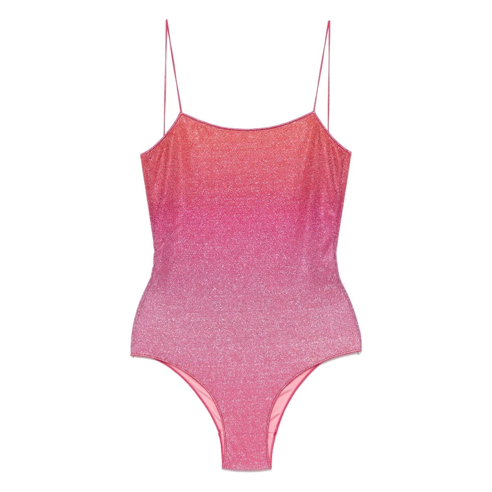 Oseree Zonsondergang Gedrukt Lurex Maillot Pink Dames