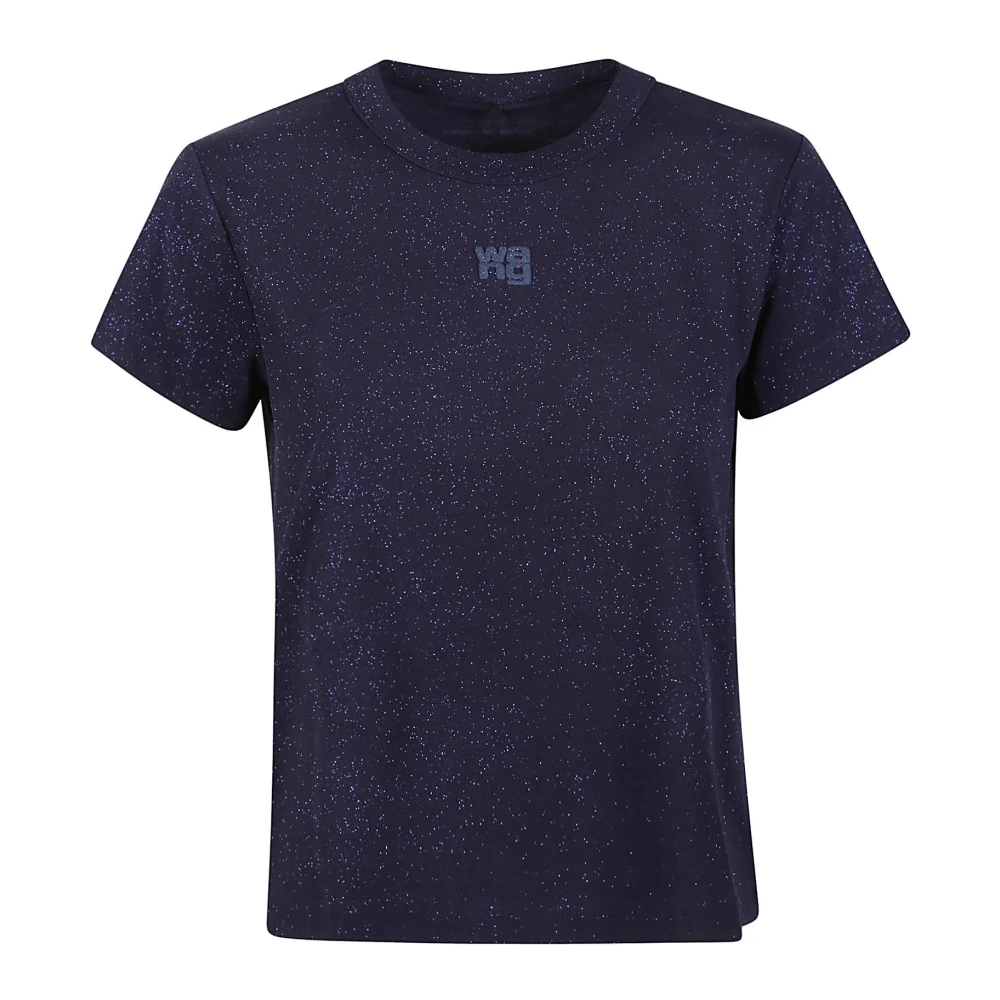 T by Alexander Wang Glitter Logo Essential T-Shirt Blue Dames