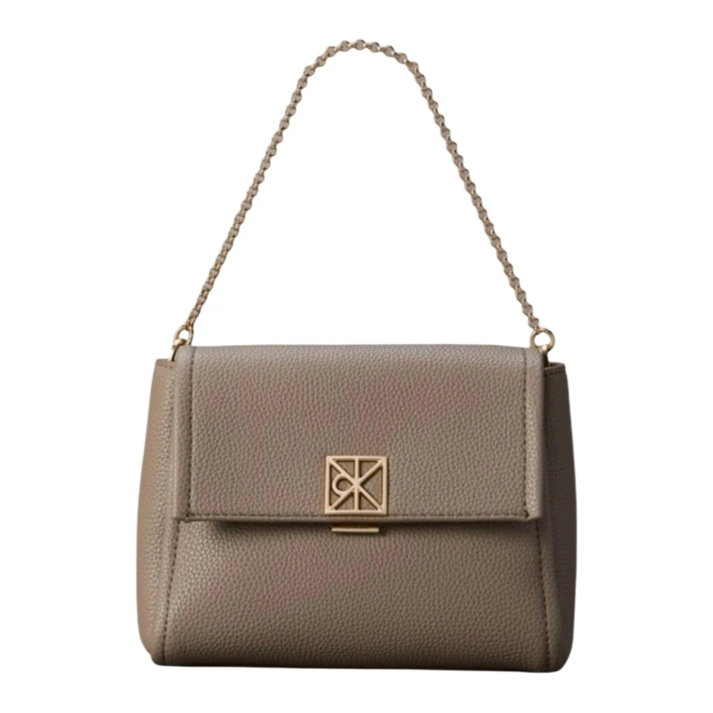 Calvin Klein Women's Beige Emblem Hw Pebble Crossbody 20 - Shoulder Bags - One Size - Bags