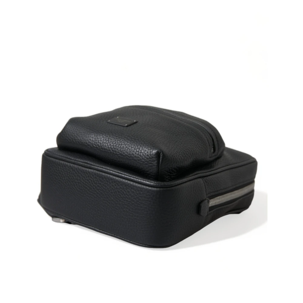 Dolce & Gabbana Elegante zwarte leren rugzak Black Heren