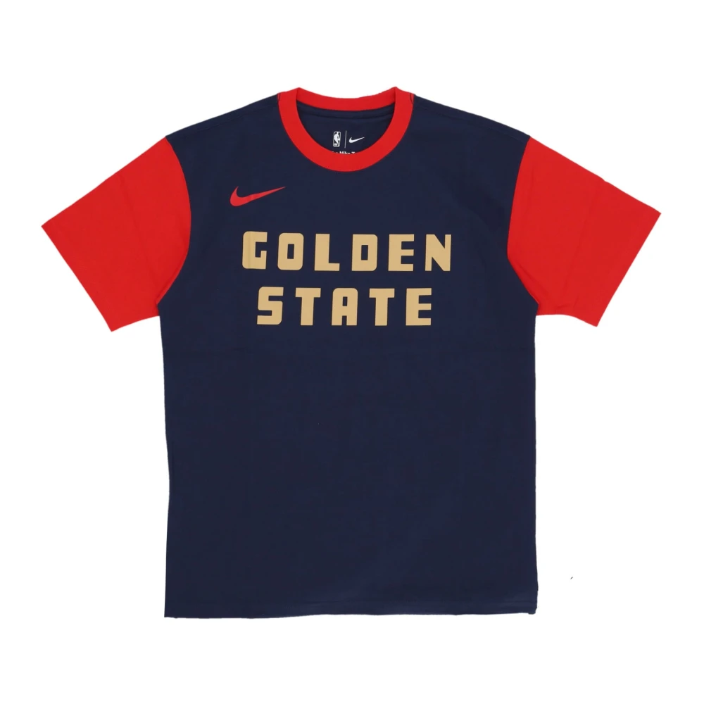 Nike City Edition Basketbal Tee Goldwar Navy Blue Heren