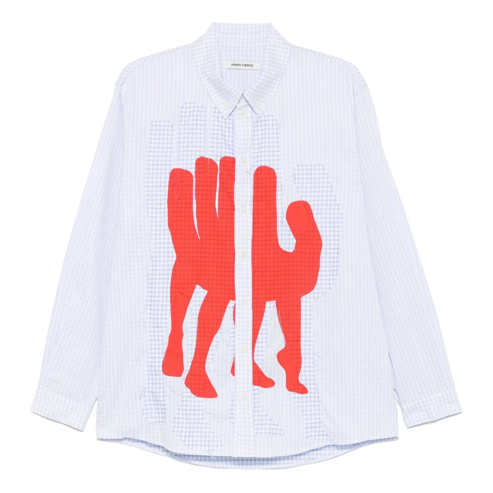 Henrik Vibskov Kleur blok overhemd met artistieke details White Heren