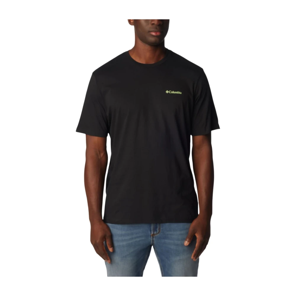 Columbia River Back Grafisch T-shirt Zwart Katoen Black Heren