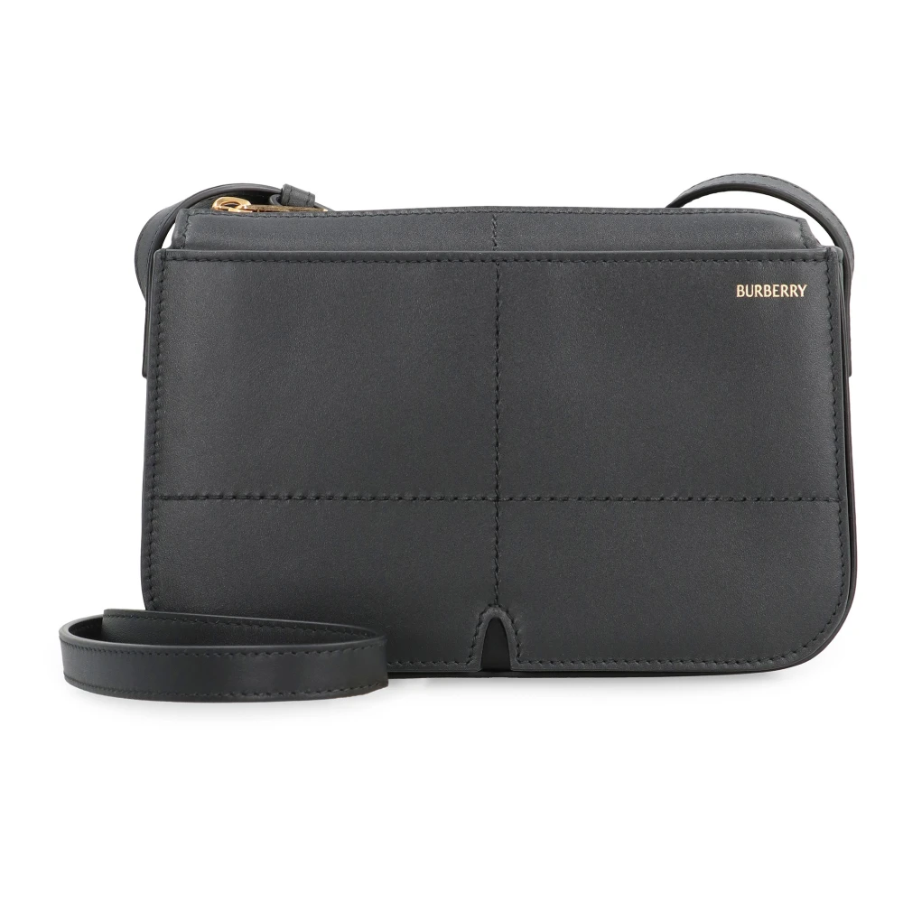 Burberry Leren Crossbody Tas met Voorvak Black Dames