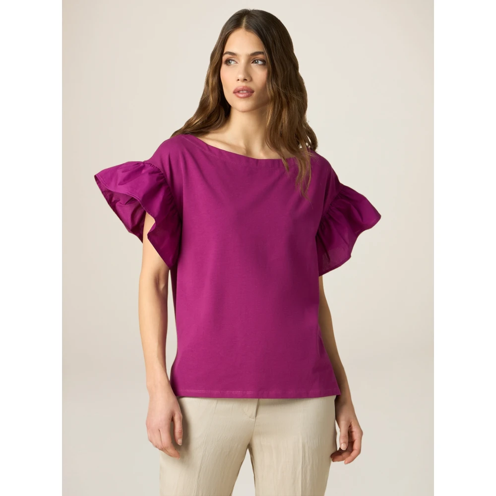 Oltre T-shirt met korte vlindermouwen Purple Dames