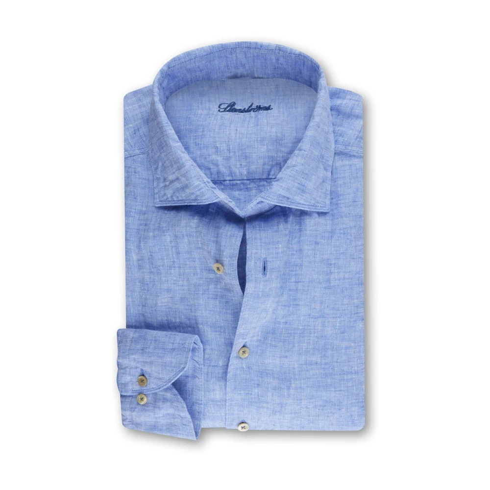 Stenströms Uomo Blu Camicia Casual Azzurro Chiaro In Lino