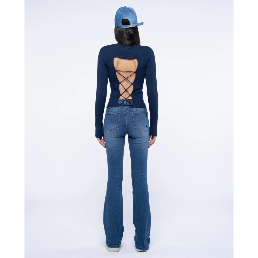 John Richmond Top met open rug en lange mouwen Blue Dames