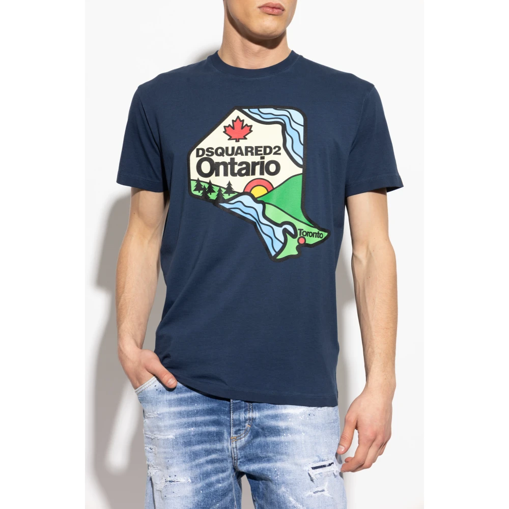 Dsquared2 Bedrukt T-shirt Blue Heren