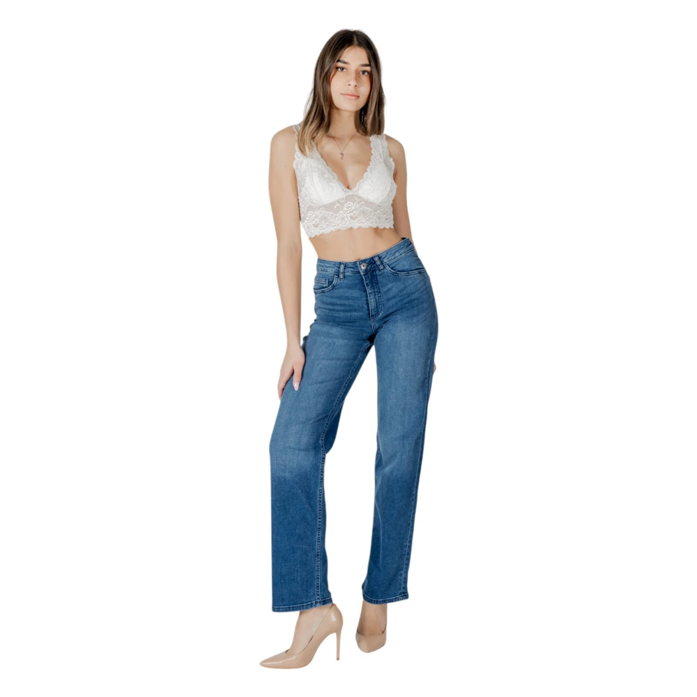 Ichi Wijde Jeans Lente Zomer Collectie Blue Dames