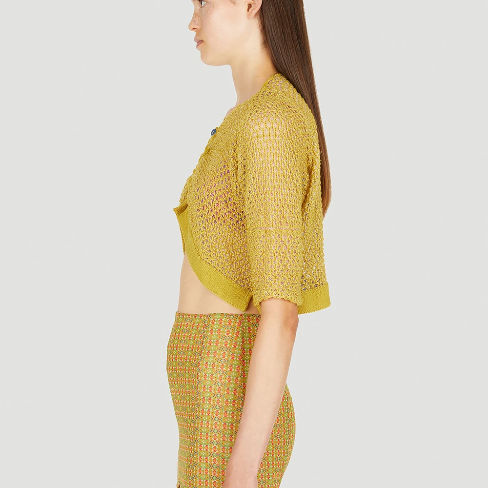 Louise Lyngh Bjerregaard Open Gebreid Vest Yellow Dames