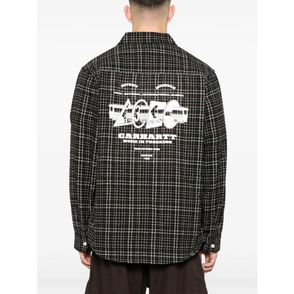 Carhartt WIP Zwarte knoopshirt met logoprint Black Heren