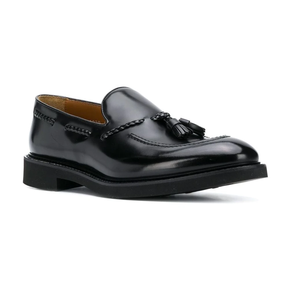 Doucal's Zwarte Leren Loafer Platte Schoenen Black Heren