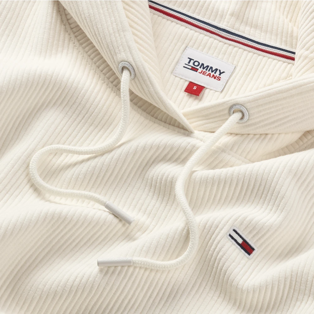 Tommy Jeans Witte Ottoman Katoen Hoodie Sweater White Dames