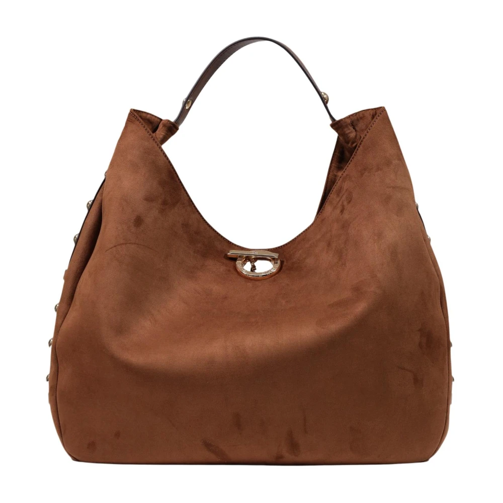Liu Jo Donna Borsa A Spalla Hobo Grande Con Borchie In Camoscio Tabacco - Immagine 6