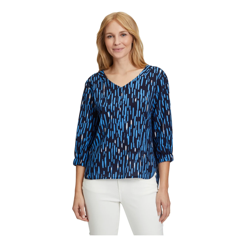 Betty & Co Grafische Print Blouse Blue Dames