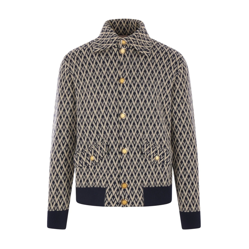 Valentino Garavani Jacquard Cardigan Sweaters Brown, Herr